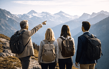 Deux hommes devant un fond vert
